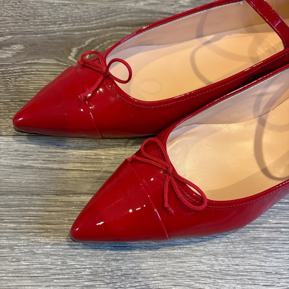 J.Crew Red Patent Leather Pointed Toe Mary Jane Ballet Flats Sz 10.5 EUC - Picture 7 of 10